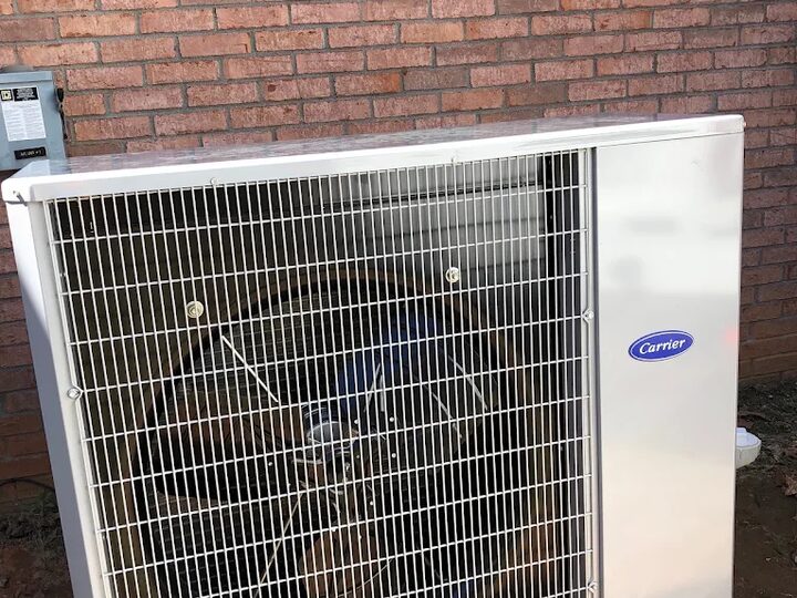 A modern outdoor air conditioning condenser unit