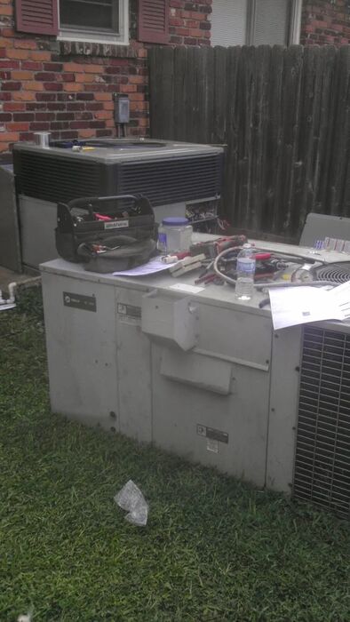 Package unit swapped out at a brick home